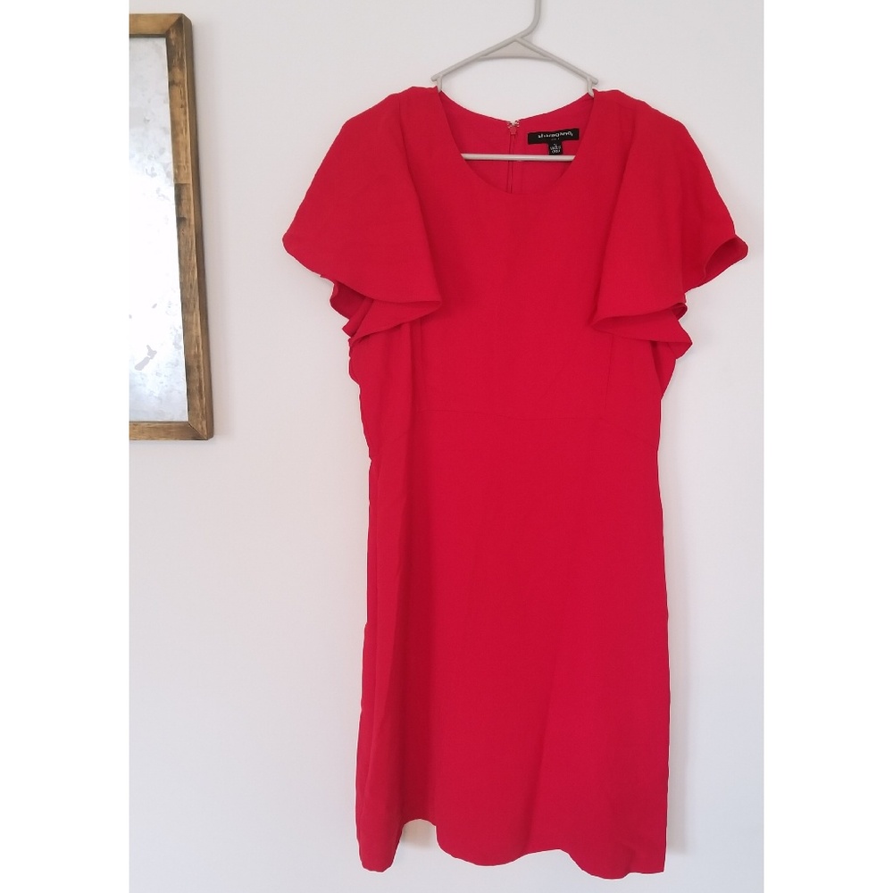 Red Sharagano Butterfly Sleeve Dress